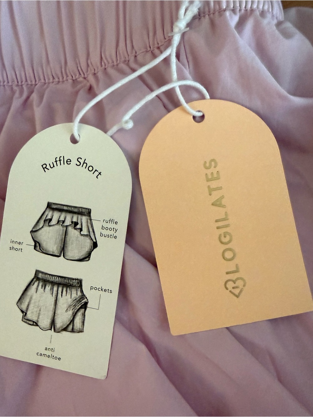 Plus Size 1X Blogilates Lilac Snow Athletic Ruffle Running Shorts w/Pockets - Picture 6 of 6